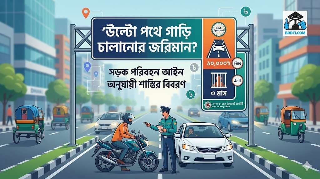 সড়ক পরিবহন আইন: উল্টো পথে গাড়ি চালানোর জরিমানা কত?