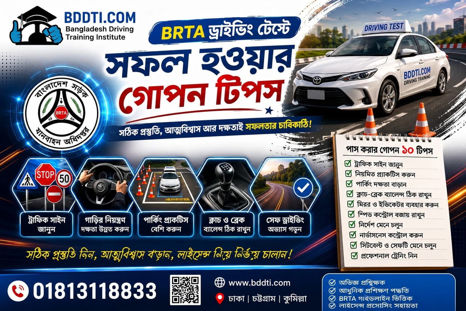BRTA ড্রাইভিং টেস্টে সফল হওয়ার গোপন টিপস | BDDTI