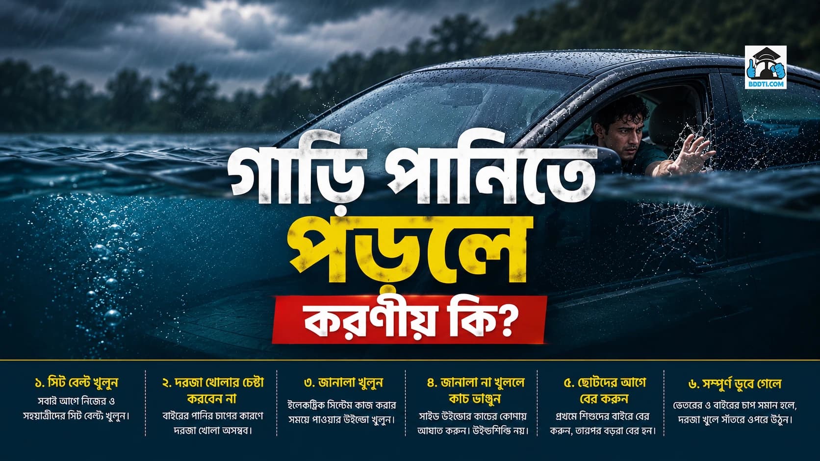 গাড়ি হঠাৎ করে পানিতে পড়লে করণীয় কী?