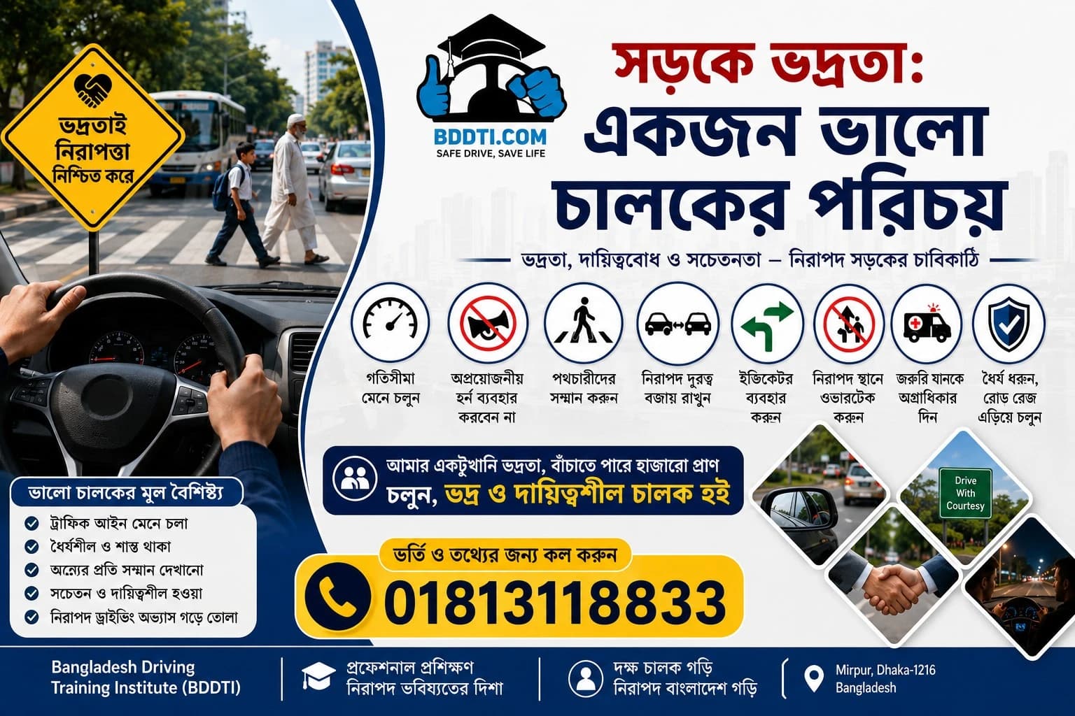 সড়কে ভদ্রতা: একজন ভালো চালকের পরিচয় | BDDTI