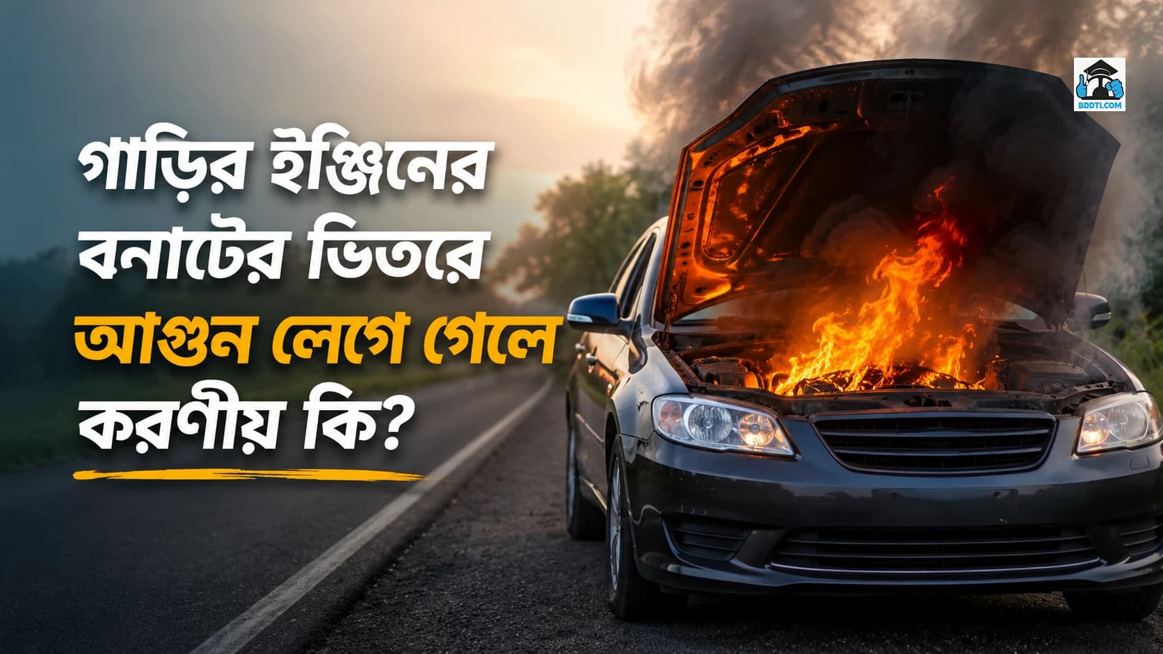 গাড়ির ইঞ্জিনের বনাটের ভিতরে আগুন লেগে গেলে করণীয় কী?
