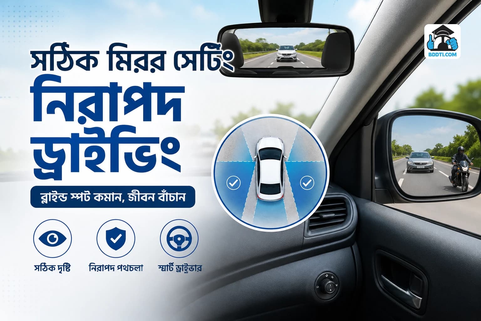 গাড়ির মিরর এডজাস্ট করার নিয়ম | Car Mirror Adjustment Guide | BDDTI