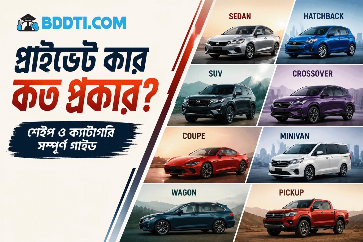 প্রাইভেট কার কত প্রকার ও কত শেইপের হয়? সম্পূর্ণ গাইড | BDDTI